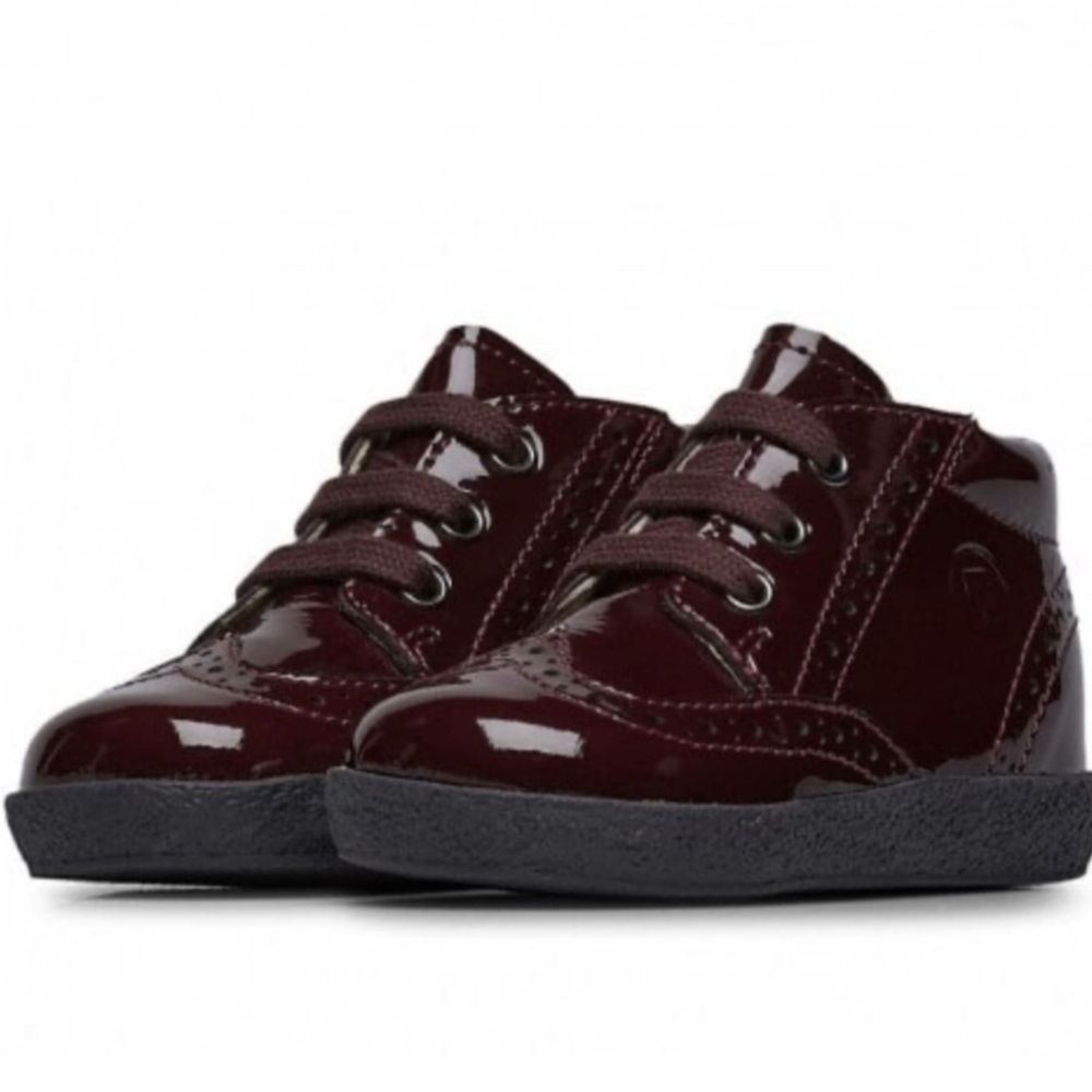 FALCOTTO CUPIDO Boys Patent leather lace-ups in Burgundy NWT
